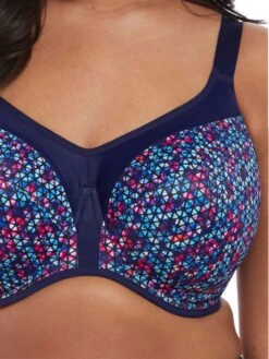 ELOMI Energise Sports Bra - Navy Geo -Boosted Bras Sales Store ElomiEnergise8042NavyGeoClose