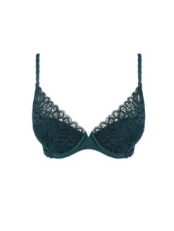 Wacoal Raffine Plunge Bra - Emerald -Boosted Bras Sales Store braforme 20we148003 emd wacoal lingerie raffine emerald underwired plunge bra p