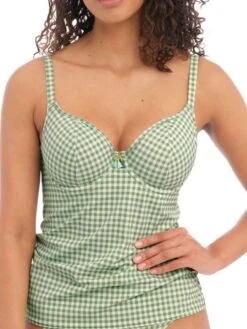 FREYA Check In Plunge Tankini Top - Khaki