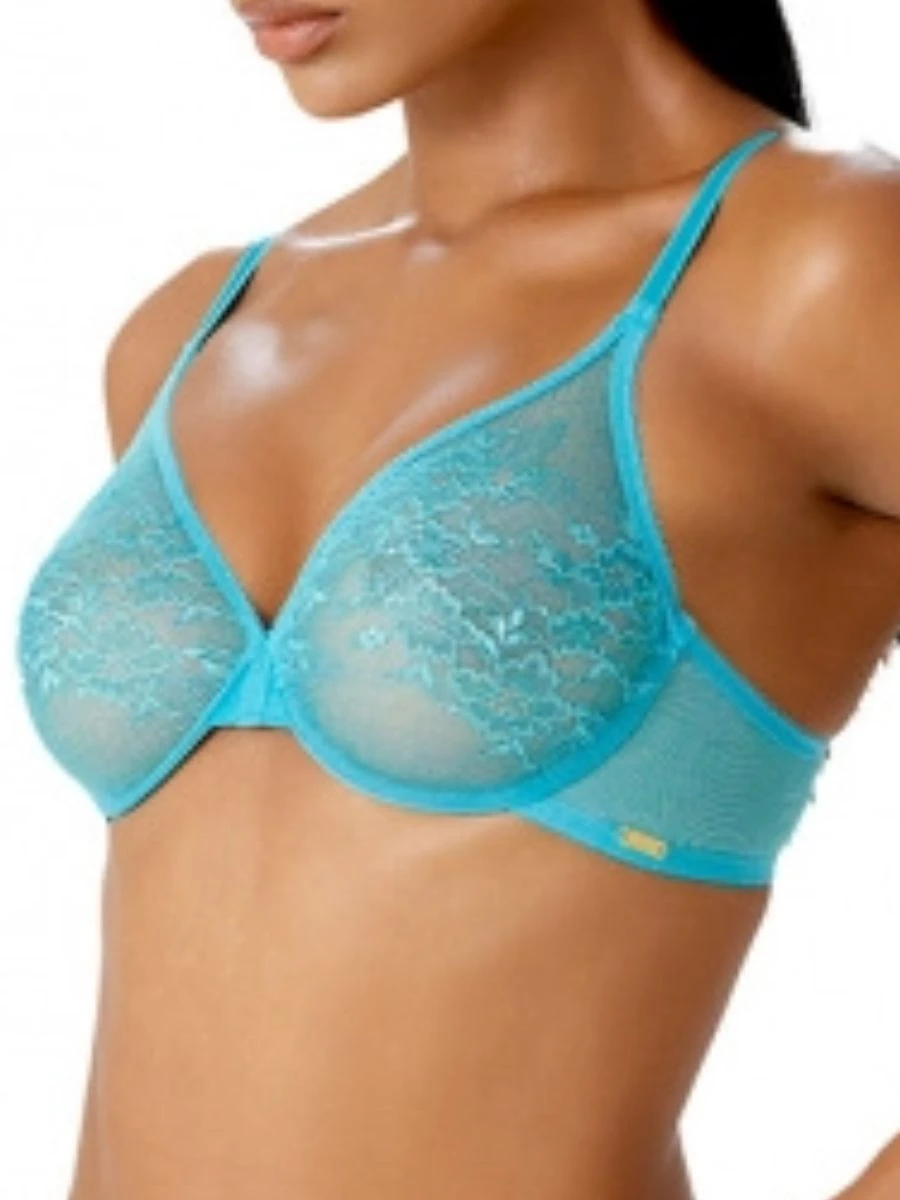 Gossard Glossies Lace Sheer Moulded Bra - Turquoise Sea 4 Gossard Glossies Lace Sheer Moulded Bra - Turquoise Sea - Image 4