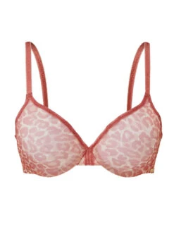Gossard Glossies Leopard Sheer Moulded Bra - Blush Print -Boosted Bras Sales Store braforme gossard lingerie 13101 bra bf