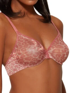 Gossard Glossies Leopard Sheer Moulded Bra - Blush Print -Boosted Bras Sales Store braforme gossard lingerie 13101 bra fs