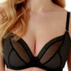Gossard Sheer Stripe Padded Plunge Bra - Black