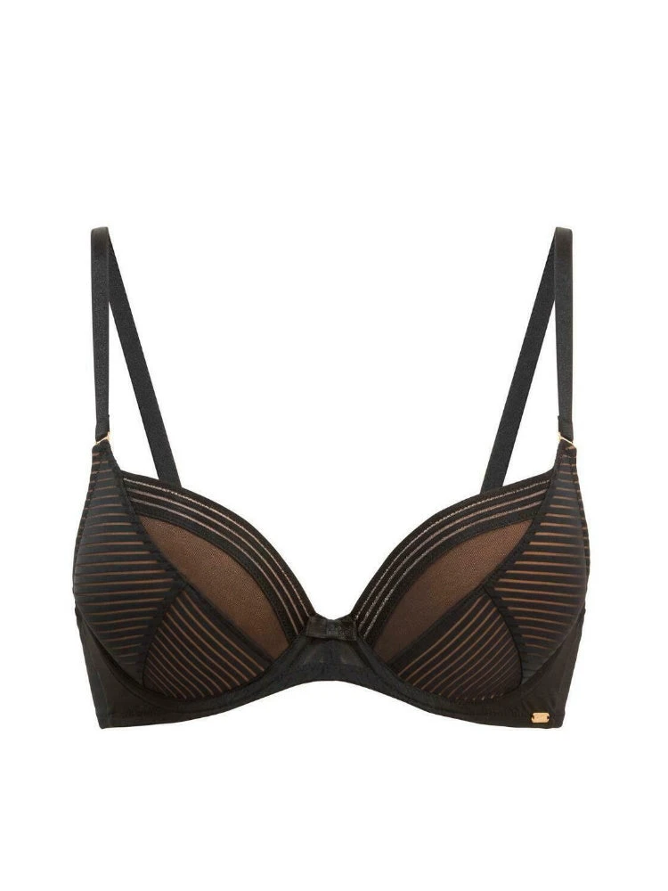 Gossard Sheer Stripe Padded Plunge Bra - Black 3 Gossard Sheer Stripe Padded Plunge Bra - Black - Image 3