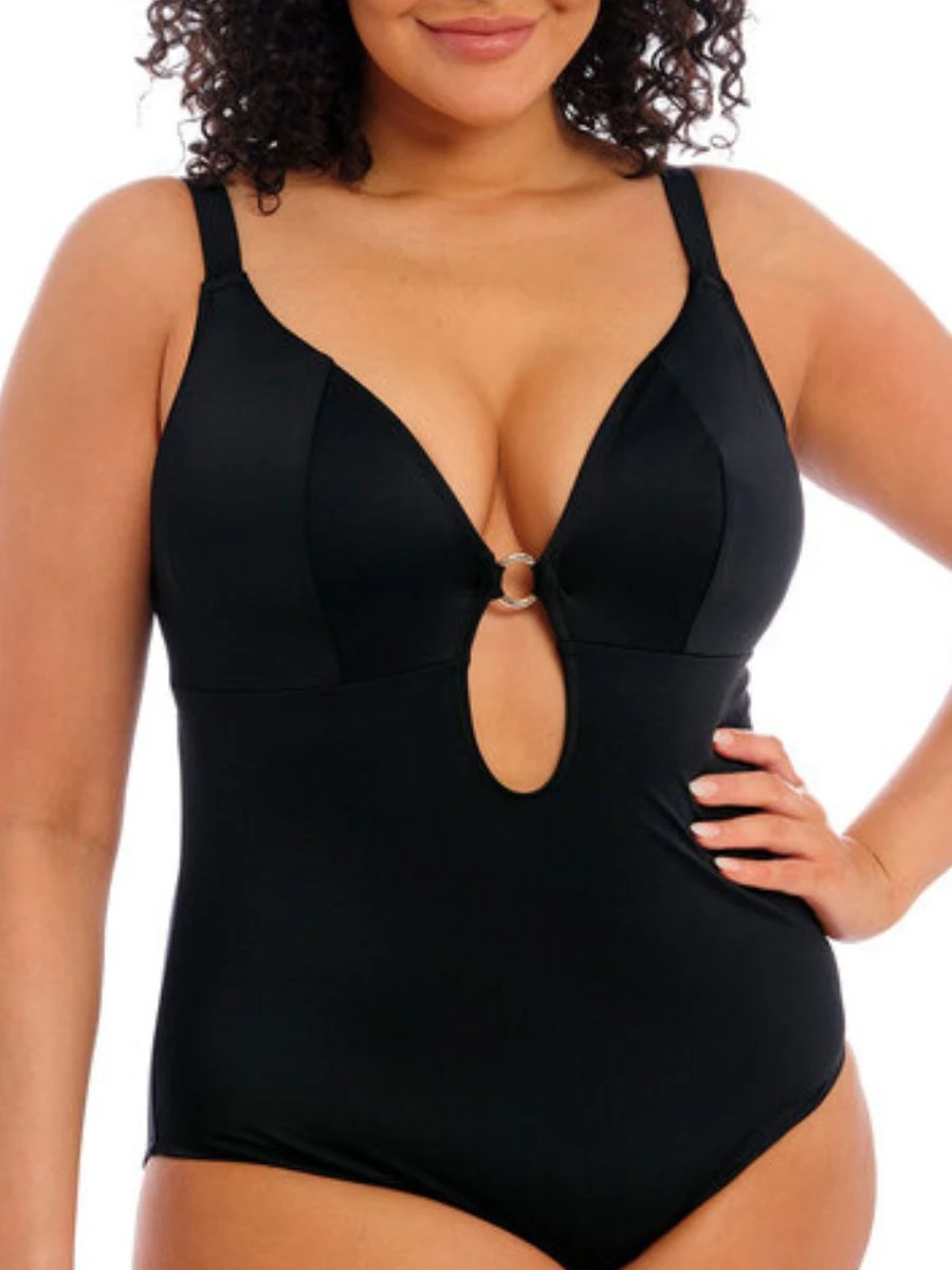 ELOMI Plain Sailing Plunge Swimsuit - Black 1 ELOMI Plain Sailing Plunge Swimsuit - Black