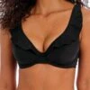 FREYA Jewel Cove High Apex Bikini Top - Plain Black