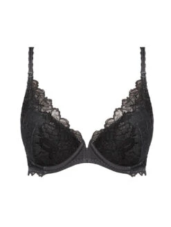 Wacoal Lace Perfection Plunge Push Up Bra - Charcoal 5 Wacoal Lace Perfection Plunge Push Up Bra - Charcoal -Boosted Bras Sales Store we135003 chl cut wacoal lingerie lace perfection charcoal moulded push up bra