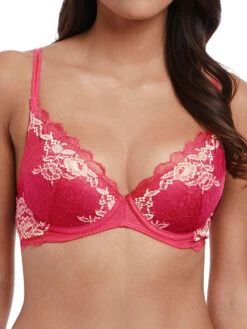 Wacoal Lace Perfection Plunge Push Up Bra - Honeysuckle